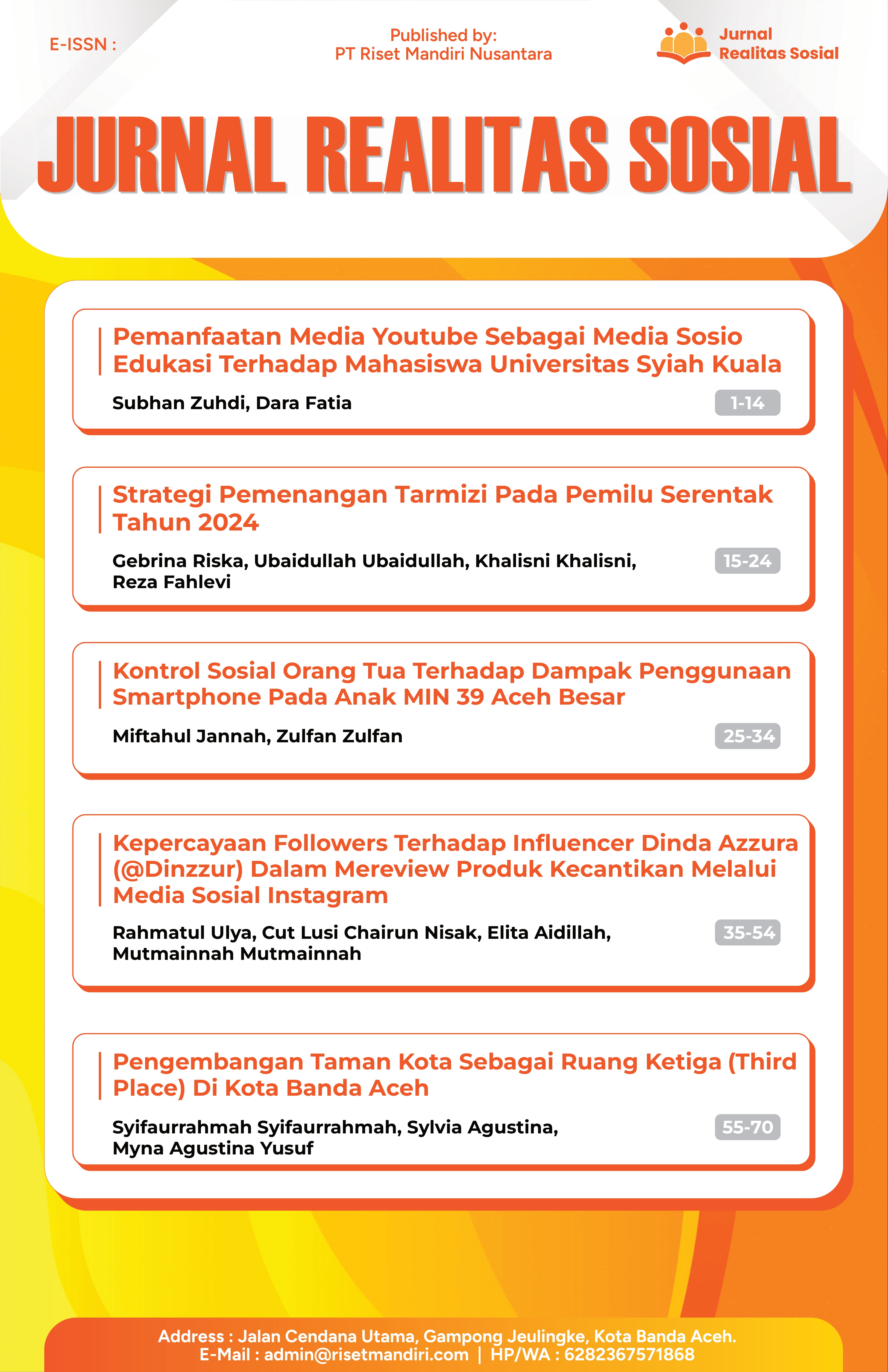 					View Vol. 1 No. 1 (2025): Jurnal Realitas Sosial
				